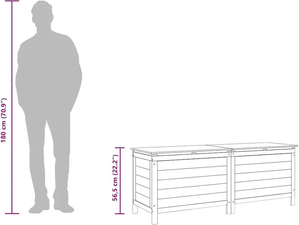 vidaXL fehér tömör fenyőfa kerti tárolóláda 150x50x56,5 cm