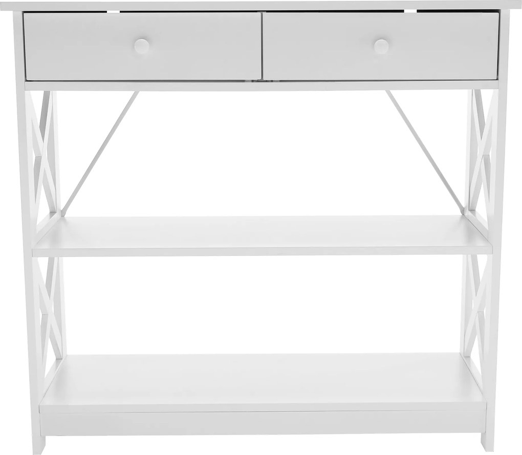 Konzolasztal, fehér, LOMIR