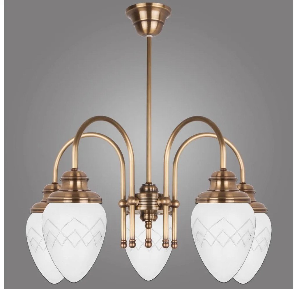 Kemar RI/5/M - Csillár rúdon RINAMA 5xE27/60W/230V sárgaréz