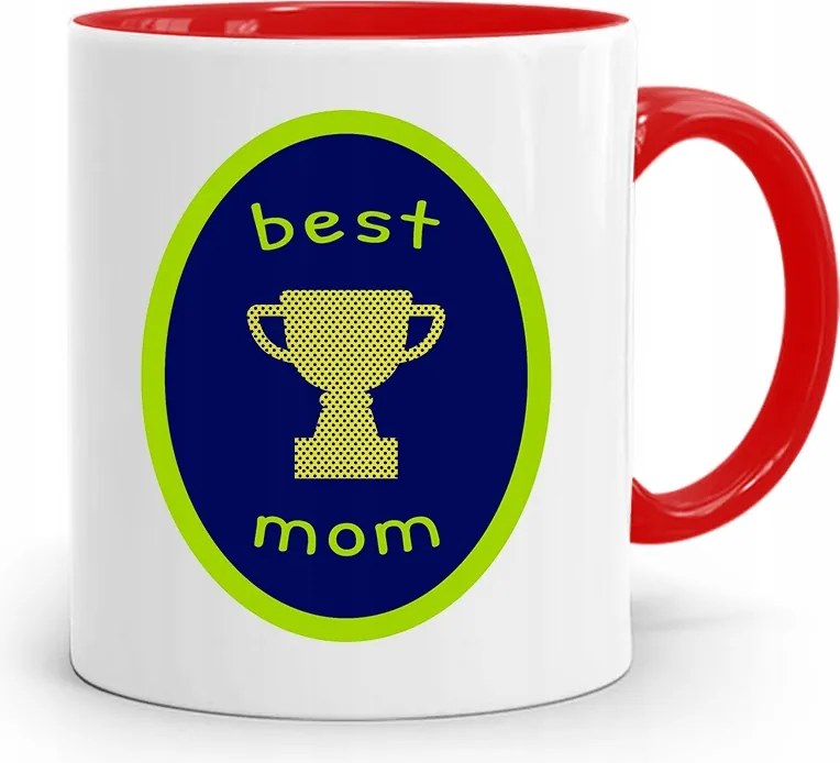 Piros Bögre Ajándék Anyukáknak Best Mom nyomott mintával