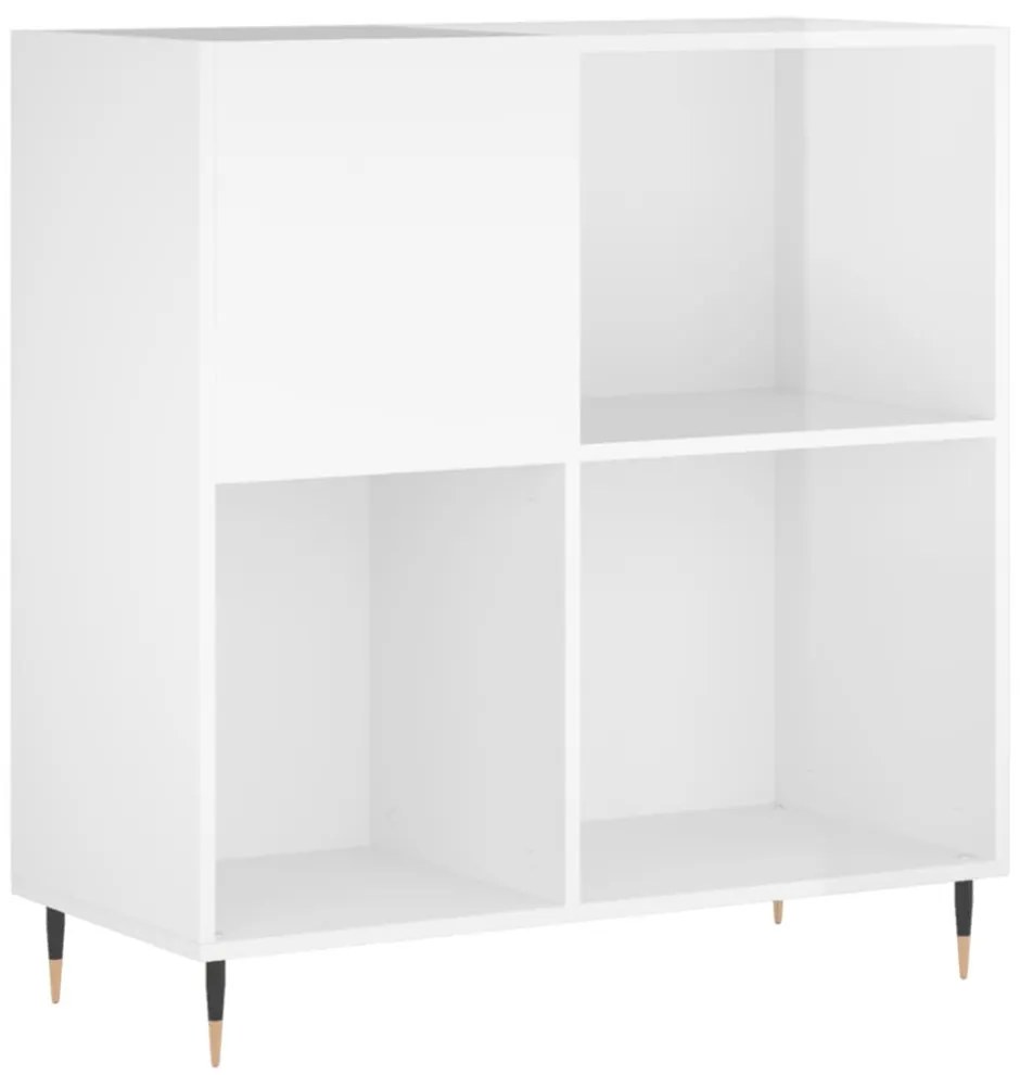 magasfényű fehér szerelt fa hanglemezszekrény 84,5 x 38 x 89 cm