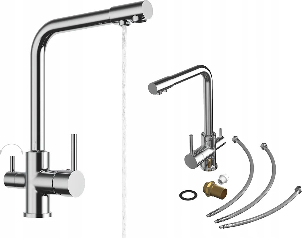 Konyhai csaptelep króm háromutas vízszűrő csaptelep Flow konyhai