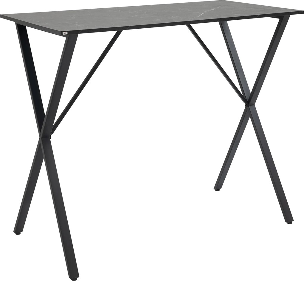 HOMCOM Modern Ipari Stílusú Bárpult, Magas Konyhaasztal Márványhatású Fából és Acélból, 120 x 60 x 102 cm, Fekete | Aosom
