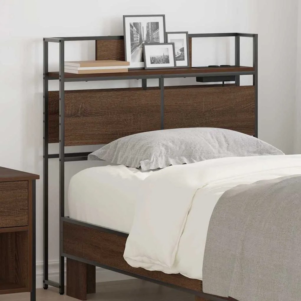 Tároló fejtámla polcokkal fejtámlával barna tölgy 75 cm Faanyag