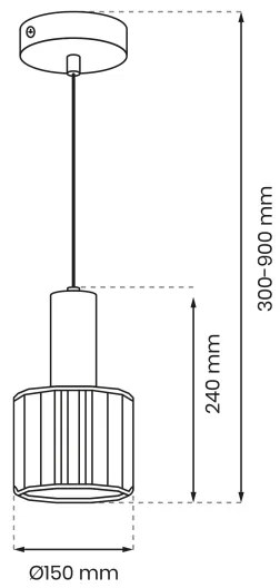 Csillár zsinóron CRISTAL 1xE27/60W/230V fekete