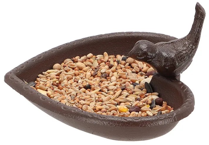 Szív alakú öntöttvas madáretető és itató