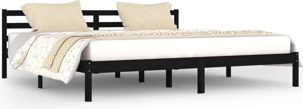 vidaXL fekete tömör fenyőfa ágykeret 200 x 200 cm