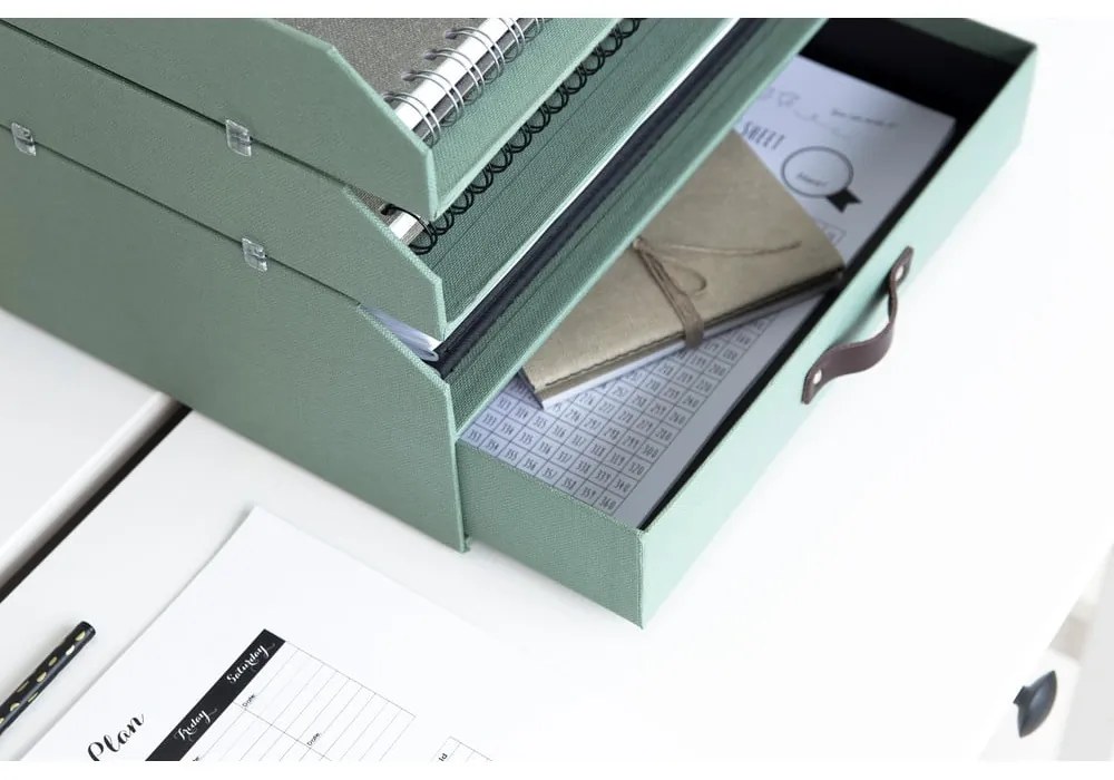 Zöld karton fiókos-dokumentumokhoz rendszerező Walter Canvas Paper Laminate – Bigso