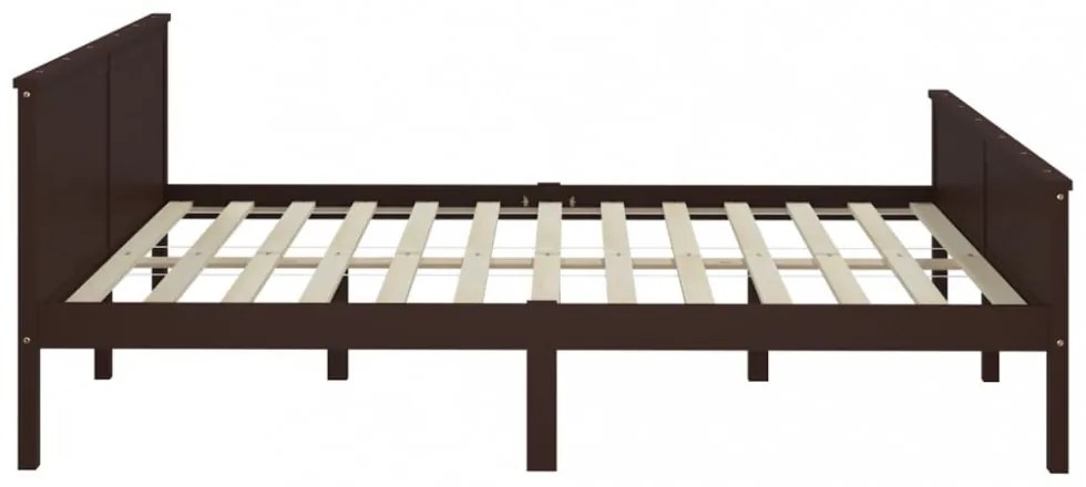 sötétbarna tömör fenyőfa ágykeret 200 x 200 cm