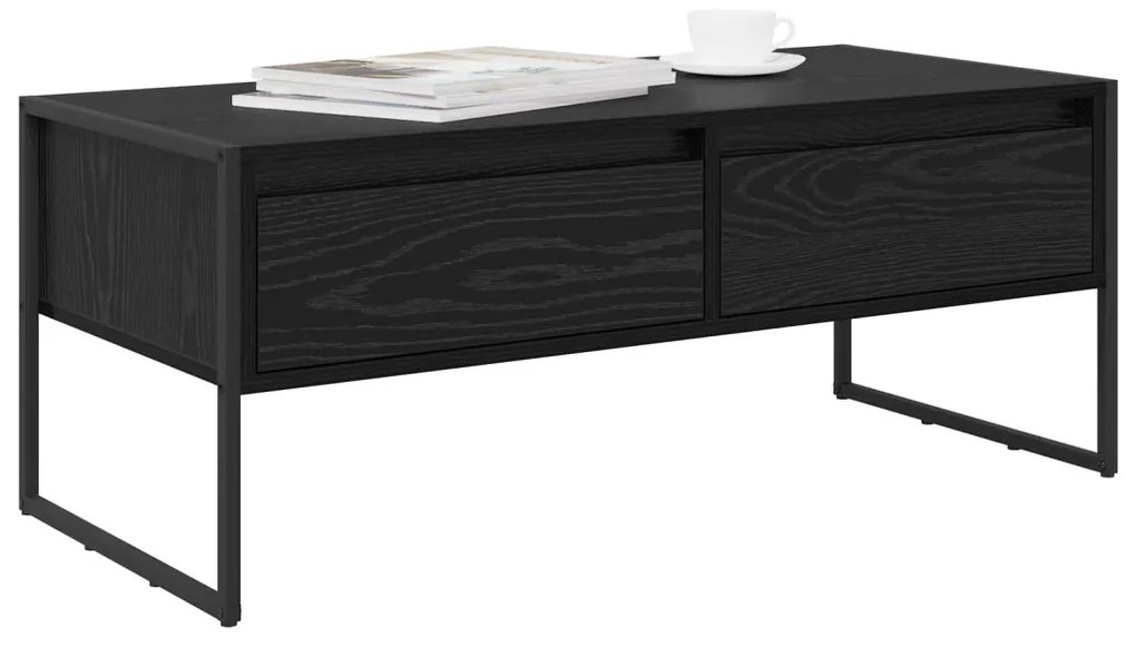 vidaXL Dohányzóasztal fiókkal Fekete tölgy 100 x 46 x 40 cm Faanyag