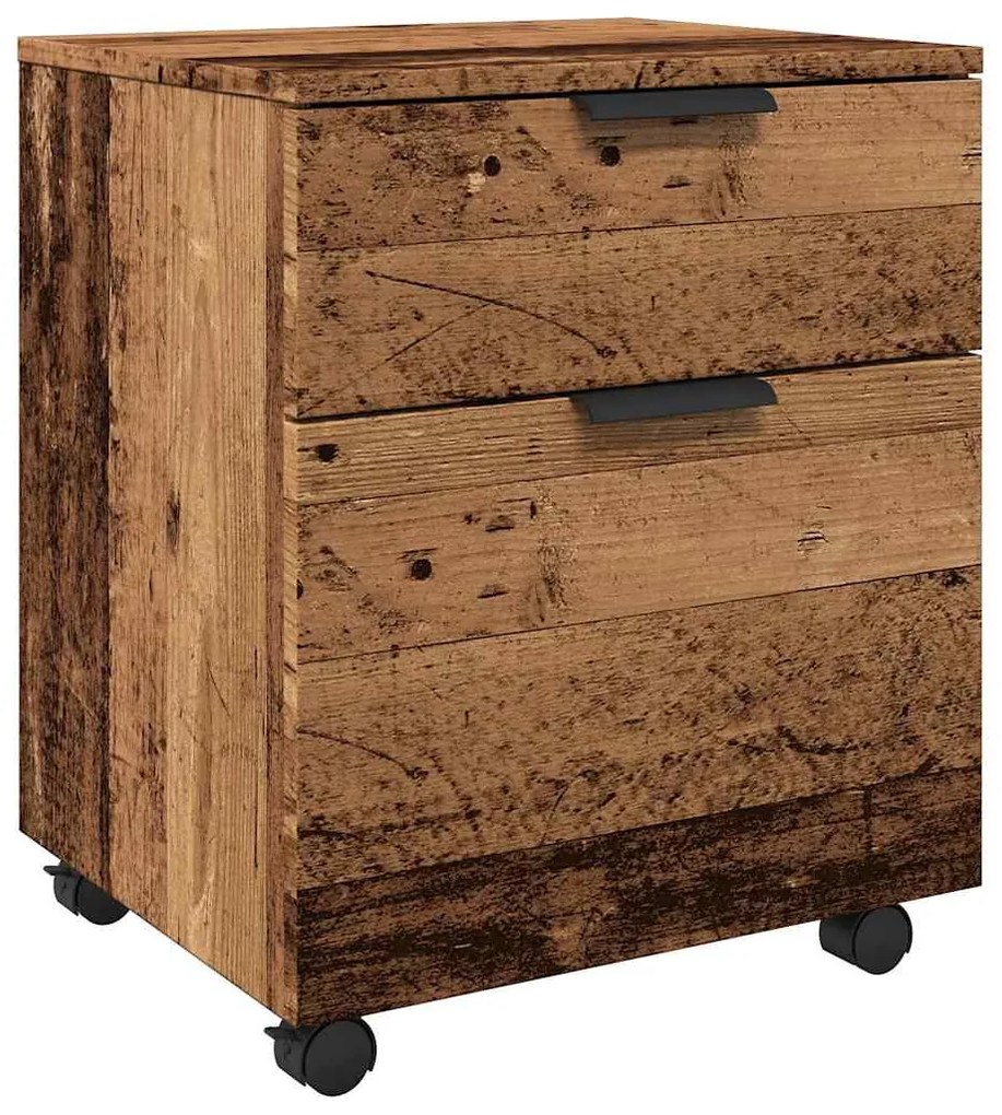 antik fa szerelt fa iratszekrény kerekekkel 45x38x45 cm