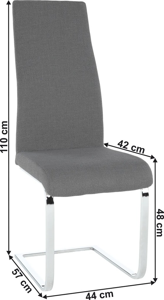 Étkezőszék, szövet sötétszürke/króm, AMINA