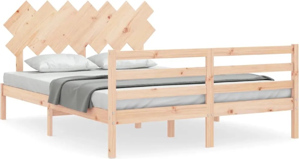 vidaXL tömör fa ágykeret fejtámlával King Size