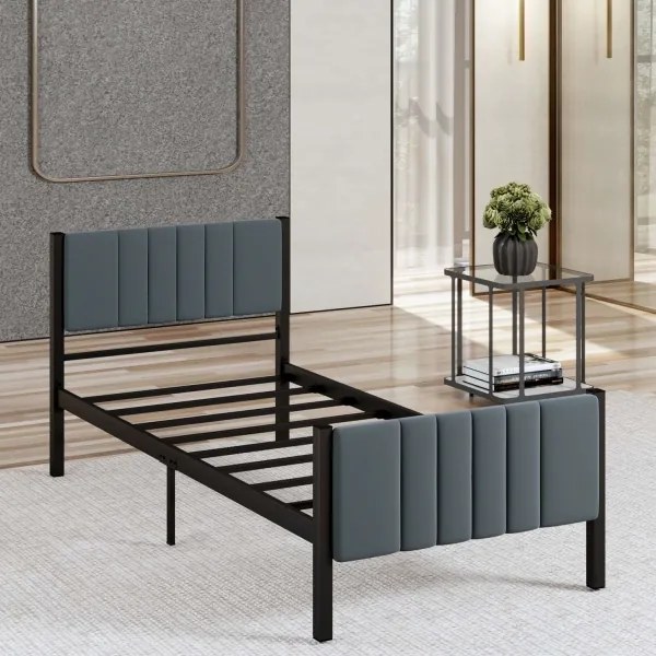 Egyszemélyes fémágy LUNOR 90x200 cm antracit teherbírás 120 kg