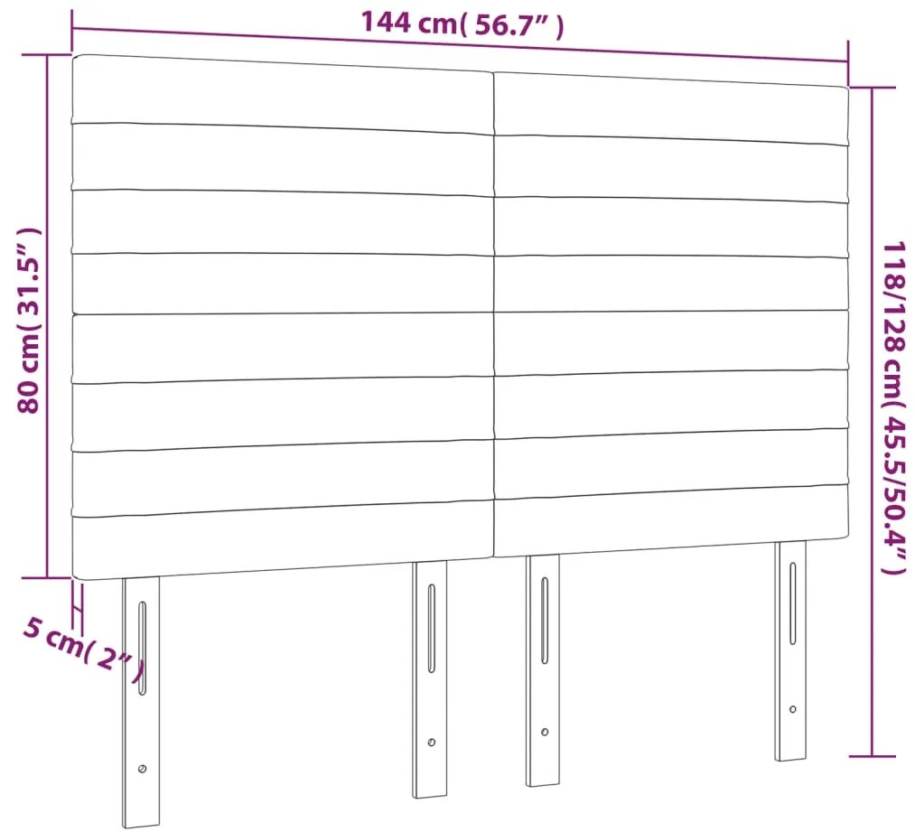 kék szövet LED-es fejtámla 144x5x118/128 cm