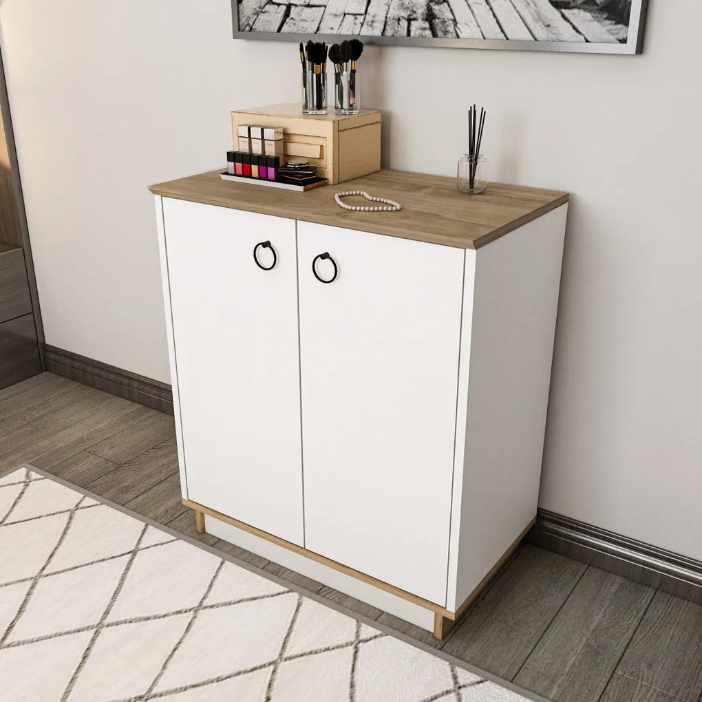 Nüanse komód, fehér-dió, 72 cm