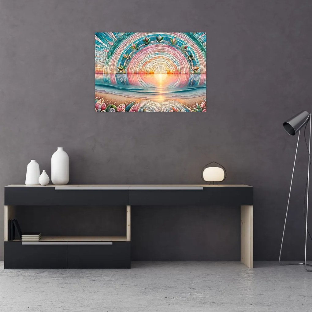 Üveg kép – Naplemente mozaik (70x50 cm)