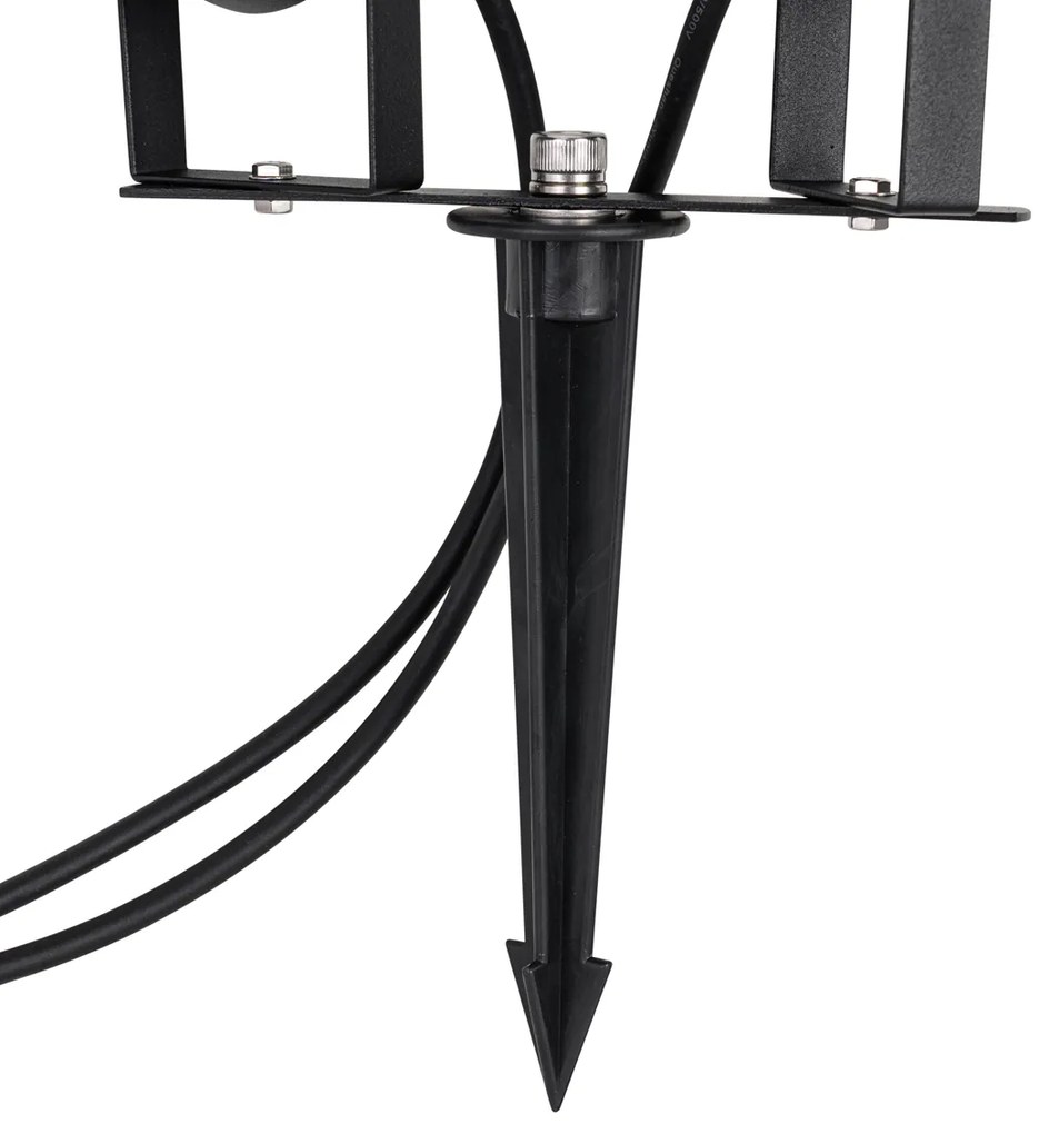 Modern fekete kerti spotlámpa kábellel és dugóval 150cm 2-lámpás IP65 - Basic