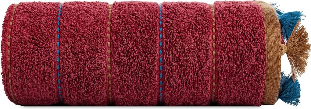 Morocco törölköző 70x140 bordó frottír rojtokkal