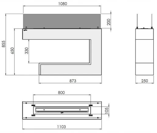 InFire - BIO Kandalló 110x85,5 cm fehér
