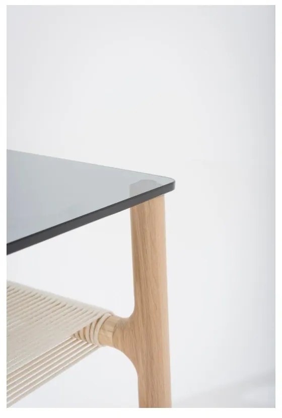 Fawn kisasztal tömör tölgyfa szerkezettel és szürke asztallappal - Gazzda