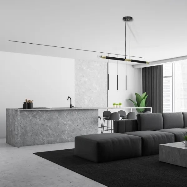 Csillár zsinóron BASTONE 2xE14/40W/230V fekete/arany