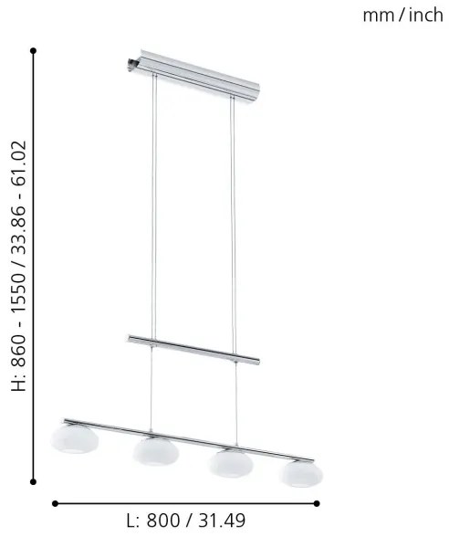 Eglo 96528 - LED dimmelhető csillár zsinóron ALEANDRO 1 4xLED/4,5W/230V