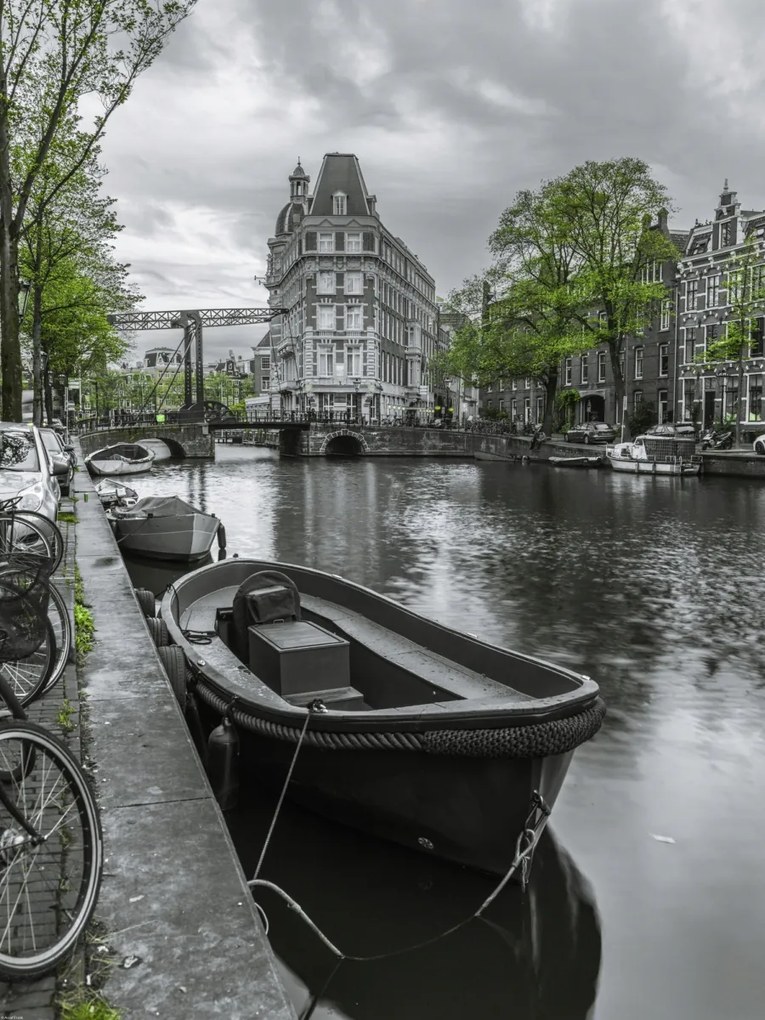 Poszter 60x80cm Csónak kikötve a csatornánál, Assaf Frank