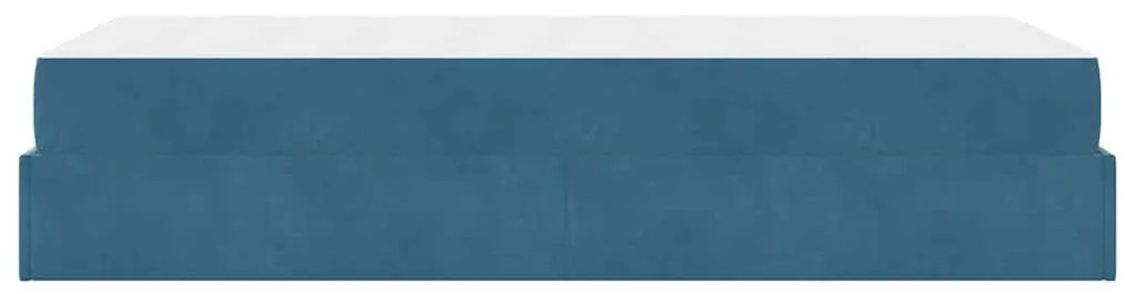 Ágykeret matracmal tárolóval Kék 80 x 200 cm Bársony