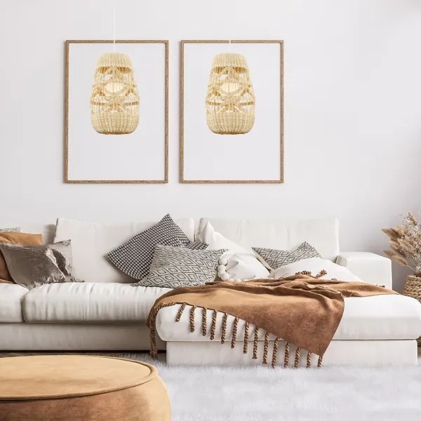 Csillár zsinóron ARONA 1xG9/9W/230V átm. 25 cm rattan