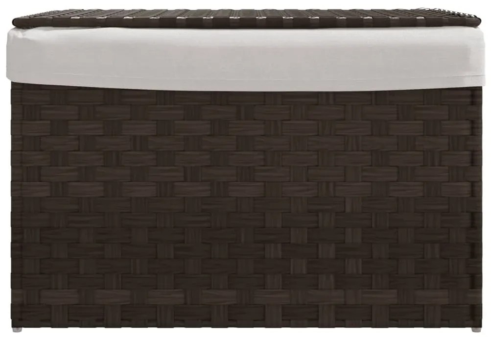 sötétbarna polyrattan szennyeskosár fedéllel 55,5 x 35 x 34 cm
