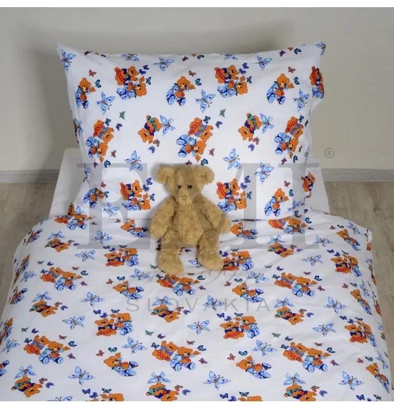 EMI medvés fehér gyerek ágyneműhuzat, Paplan 90x130