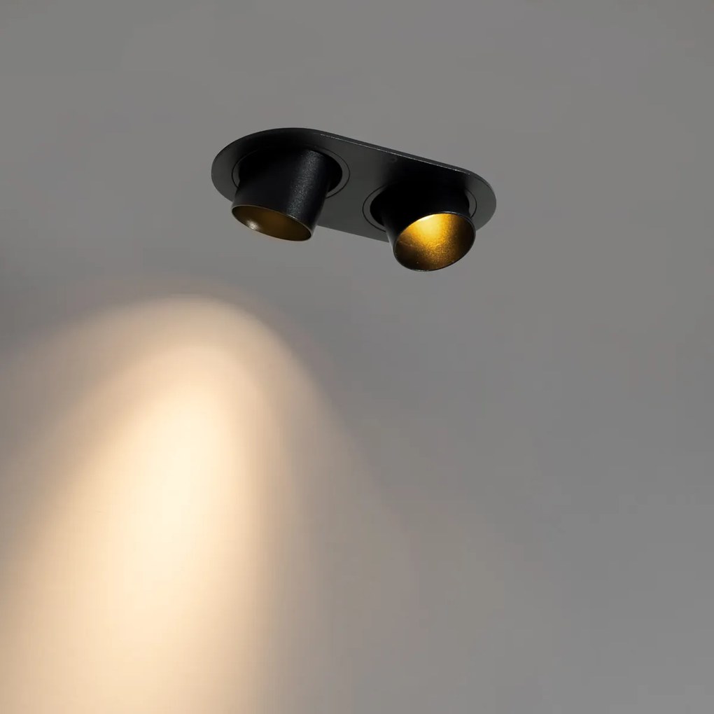 Kerek beépíthető spotlámpa fekete GU10 35 mm dönthető 2 fényforrásos - Installa