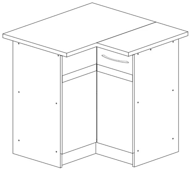 Konyhai Alsószekrény, Sarokelem (Bal) Sötét/Világos Sonoma Színben. LIVIA LV-12/D 90 N