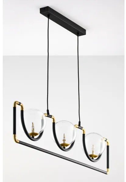 Jupiter 1990 - Csillár zsinóron HANZA 3xG9/10W/230V fekete/arany