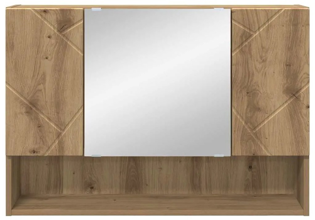 Fürdőszobai tükörszekrény kézműves tölgy 80 x 17 x 55 cm