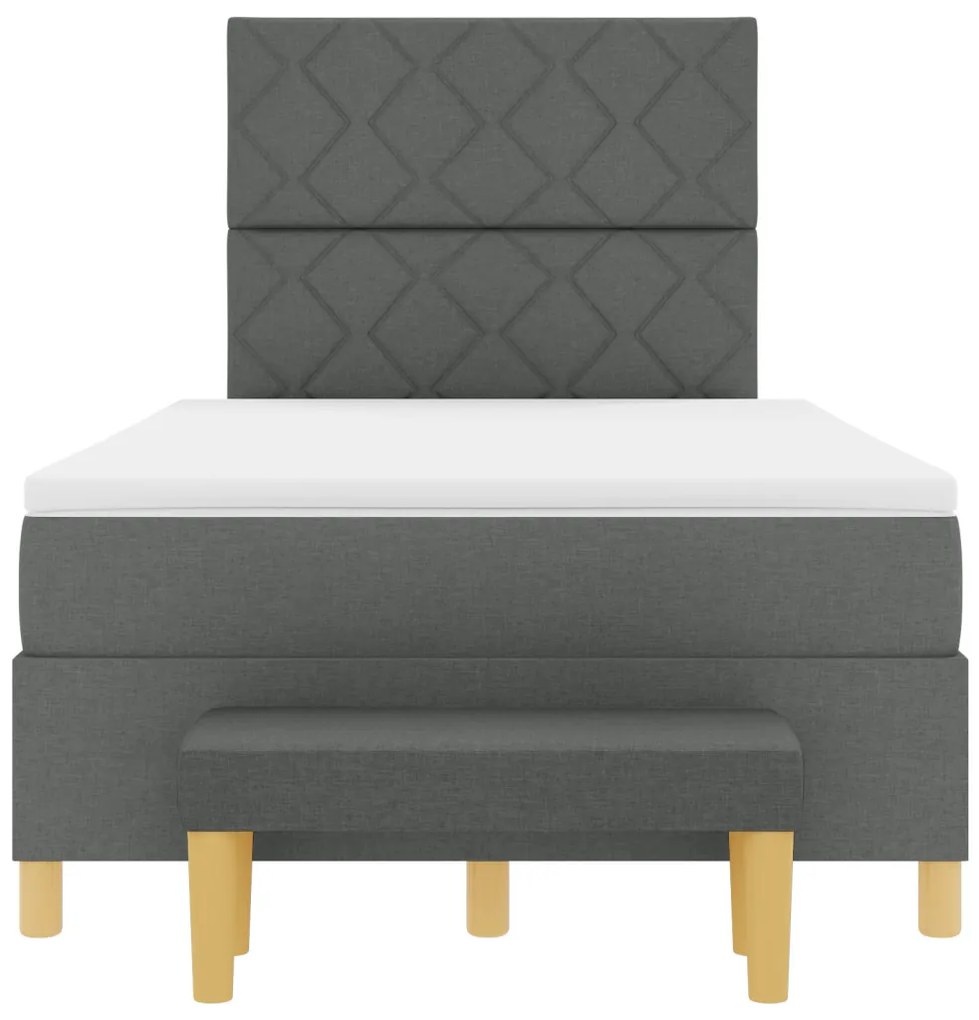 Box Spring Ágy Matraccal és Pad Sötétszürke 120x190 cm Textil
