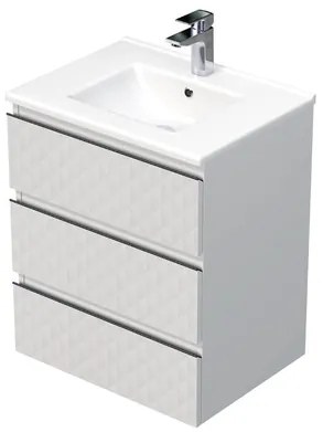 Fürdőszobaszekrény mosdóval SAT Cube Way 60x71x46 cm fehér matt CUBE3D603ZBMOD