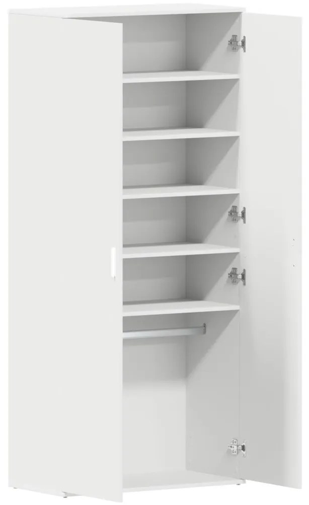 Cipőszekrény Fehér 80x39x180 cm Műanyag