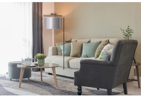 Duolla - Állólámpa CANNES 1xE27/15W/230V átm. 45 cm ezüst/fehér