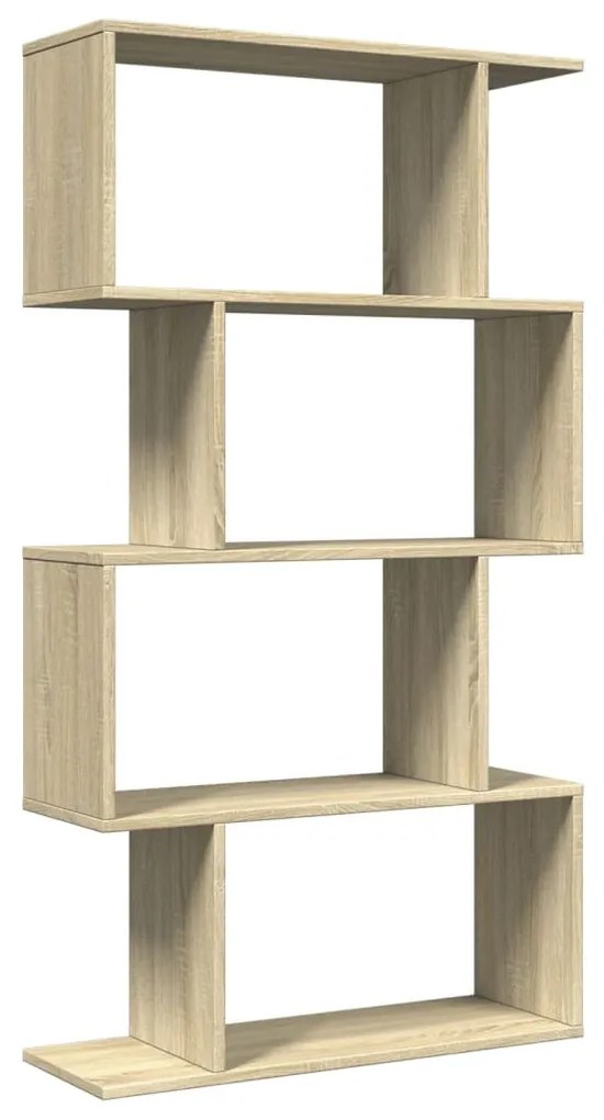 4 szintes sonoma tölgy fa elválasztó könyvespolc 70x24x129 cm