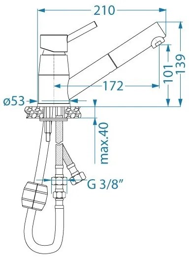 ALVEUS 1150888 - Mosogatócsap kihúzható permetezővel NANO 13,9 cm króm
