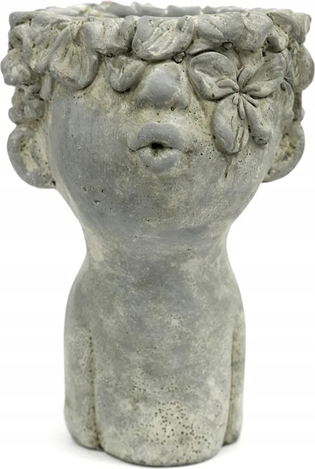 Virágtartó Szürke Arc 25x17cm Beton Fej