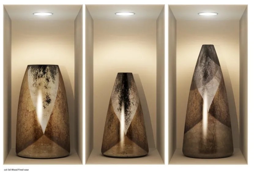 Wooden Vases 3D hatású 3 db-os falmatrica szett - Ambiance