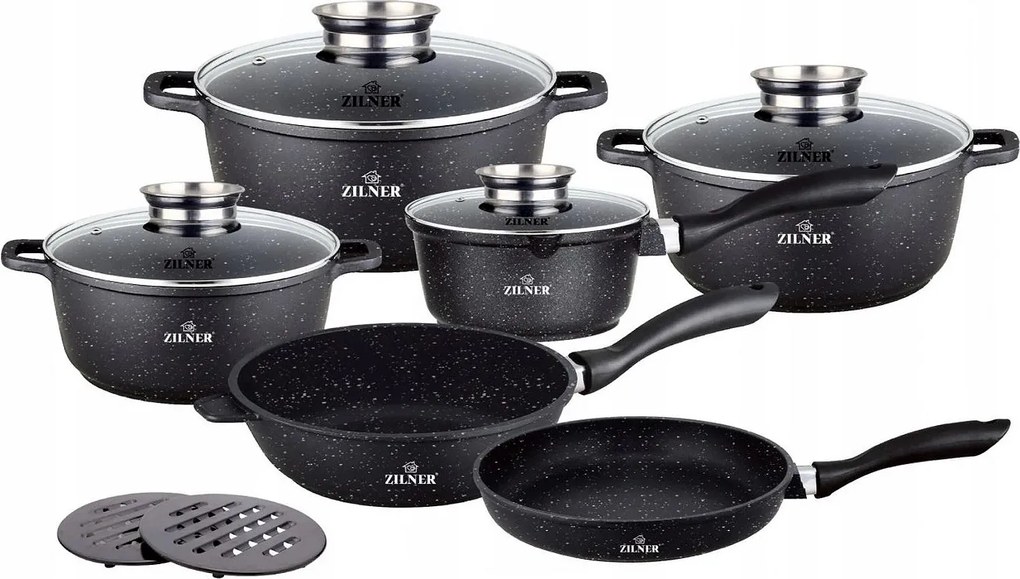 Zilner alumínium edénykészlet 12 részes serpenyővel, serpenyővel