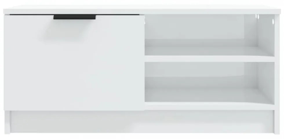 2 db magasfényű fehér szerelt fa TV-szekrény 80x35x36,5 cm