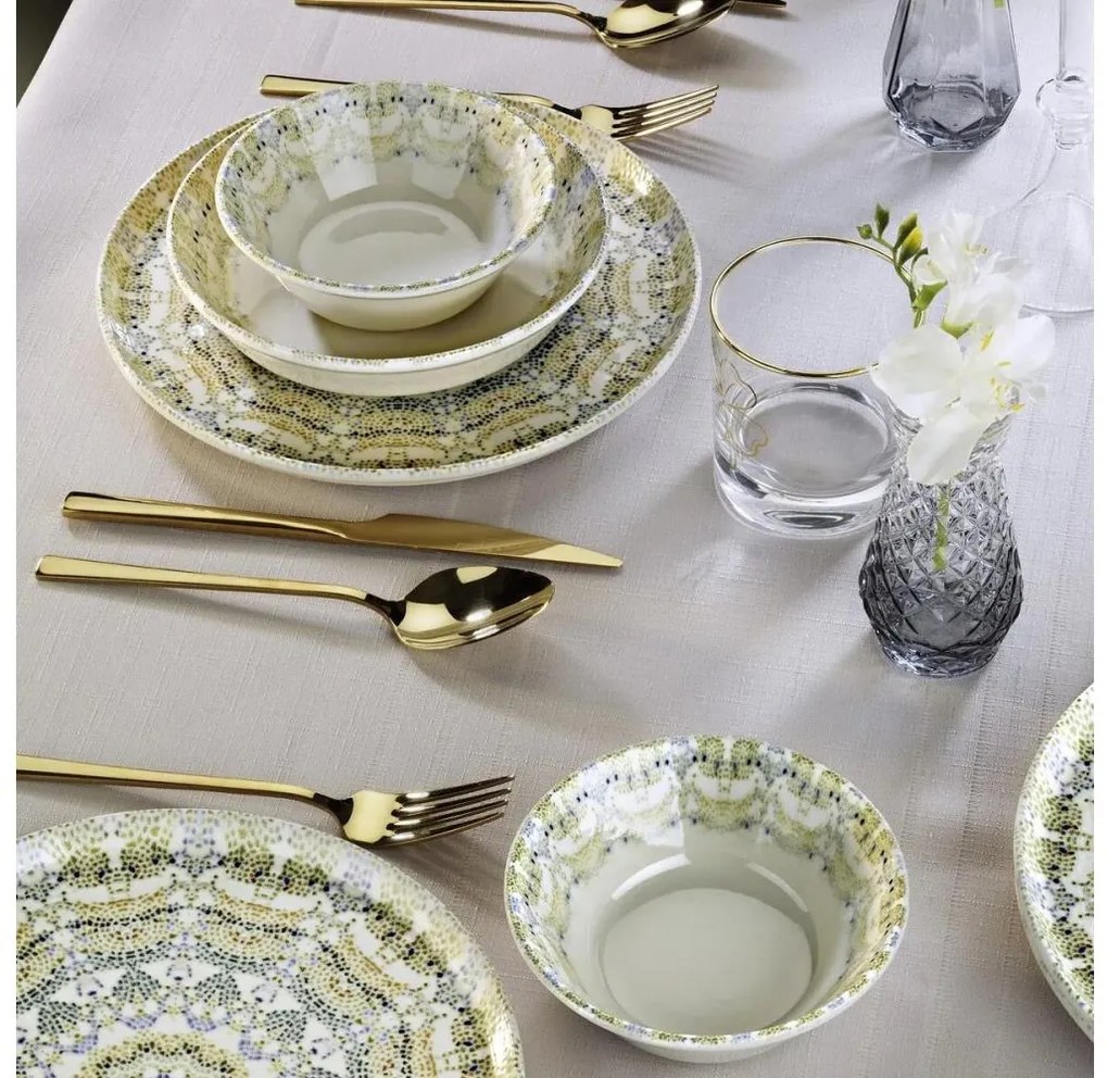 12 darabos színes porcelán étkészlet