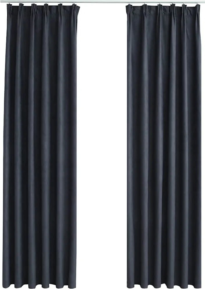 vidaXL 2 db antracitszürke sötétítőfüggöny kampókkal 140 x 225 cm