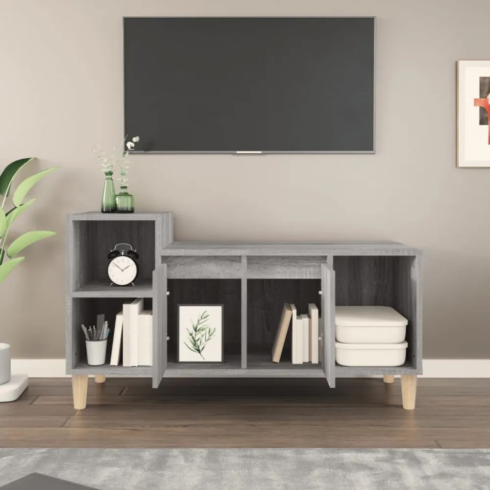 szürke sonoma színű szerelt fa TV-szekrény 100x35x55 cm