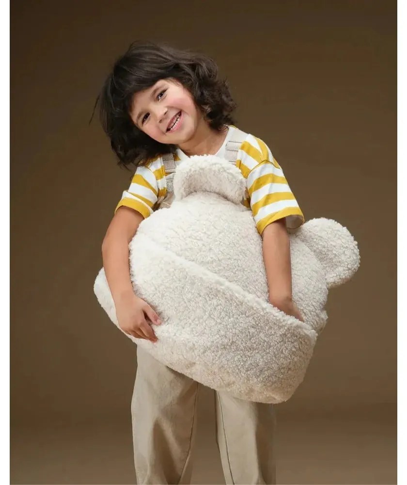 Krémszínű buklé párna gyerek kanapéhoz Teddy Pouch – Wigiwama